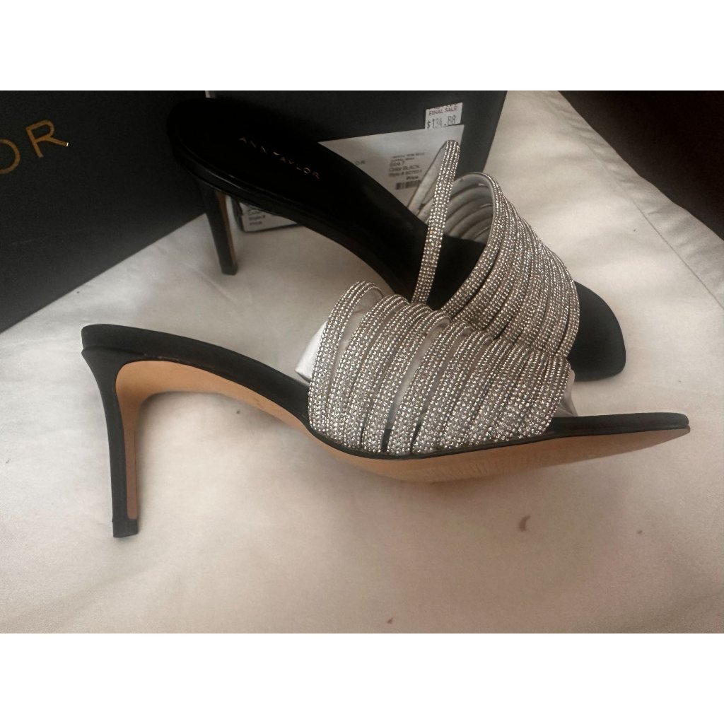 Nib Ann Taylor Crystal Tube Mule Sandals Size 7